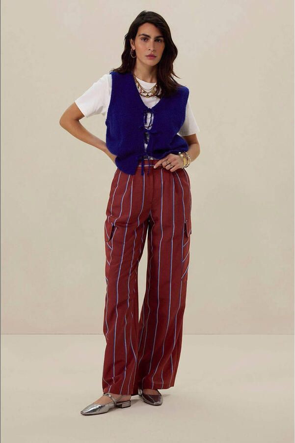 Sissy-Boy wide leg regular waist cargo broek roodbruin