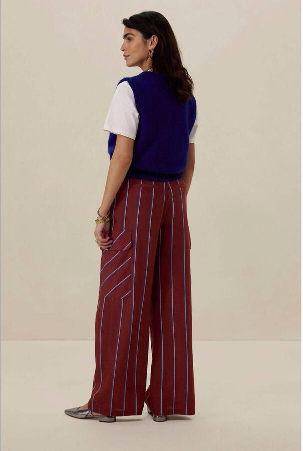 Sissy-Boy wide leg regular waist cargo broek roodbruin - Foto 2