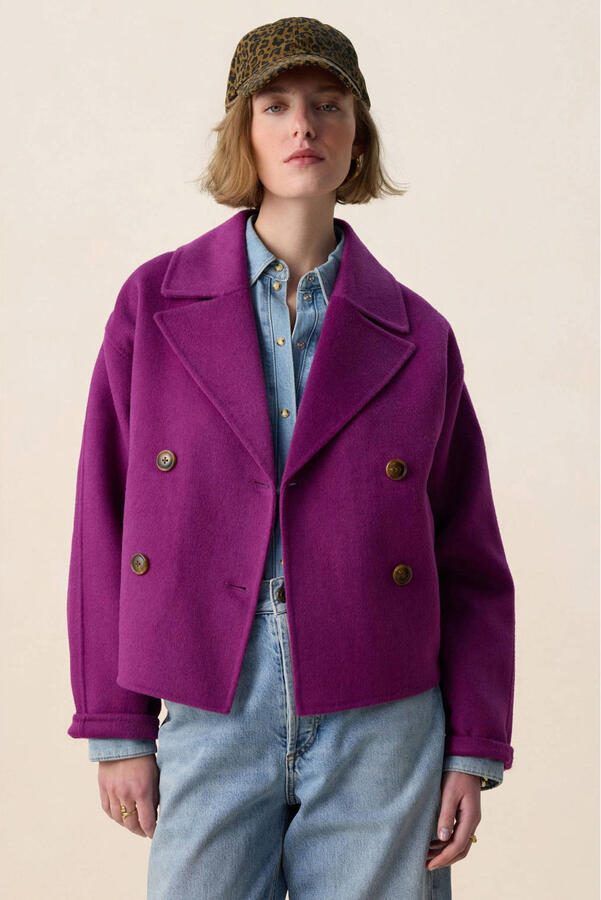 Sissy-Boy wollen trenchcoat paars