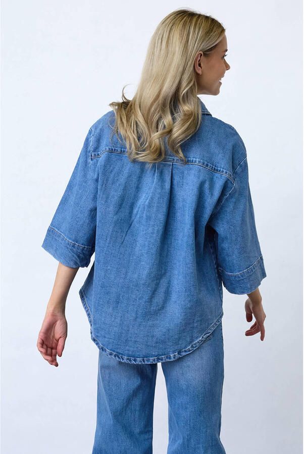 SisterS Point blouse medium blue denim - Foto 3