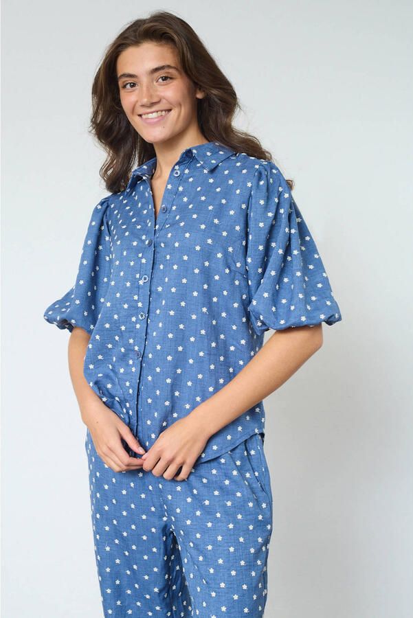 SisterS Point blouse met stippen blauw