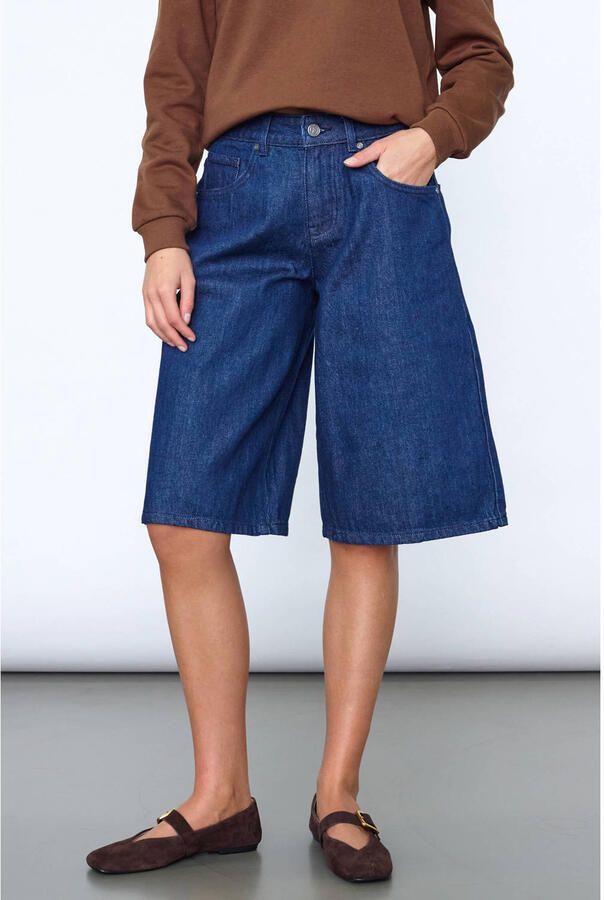 SisterS Point denim wide leg jort donkerblauw