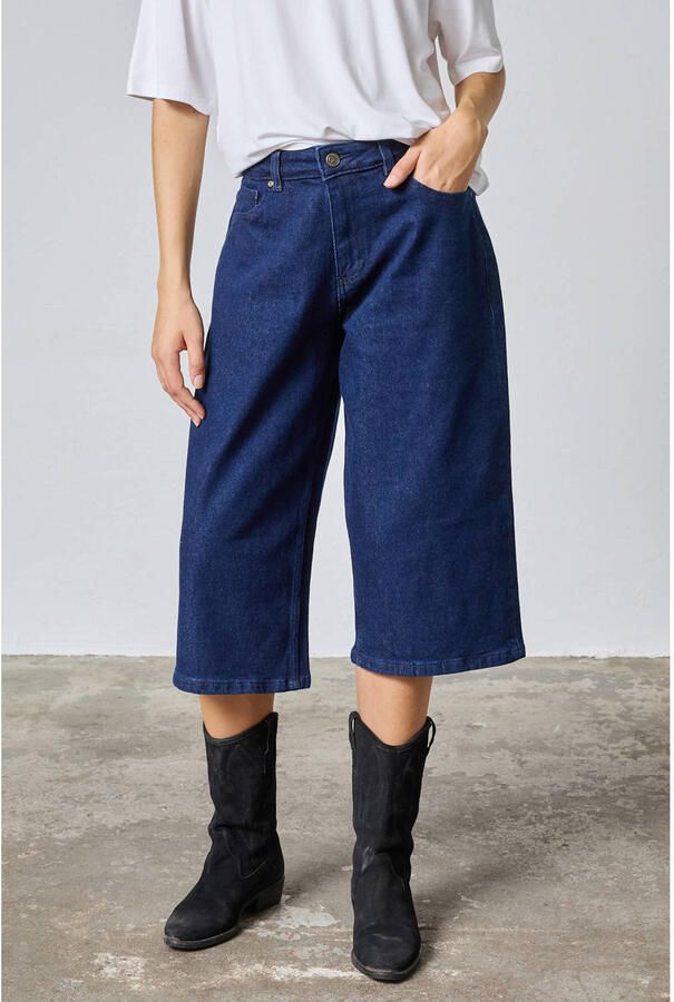 SisterS Point denim wide leg jort donkerblauw