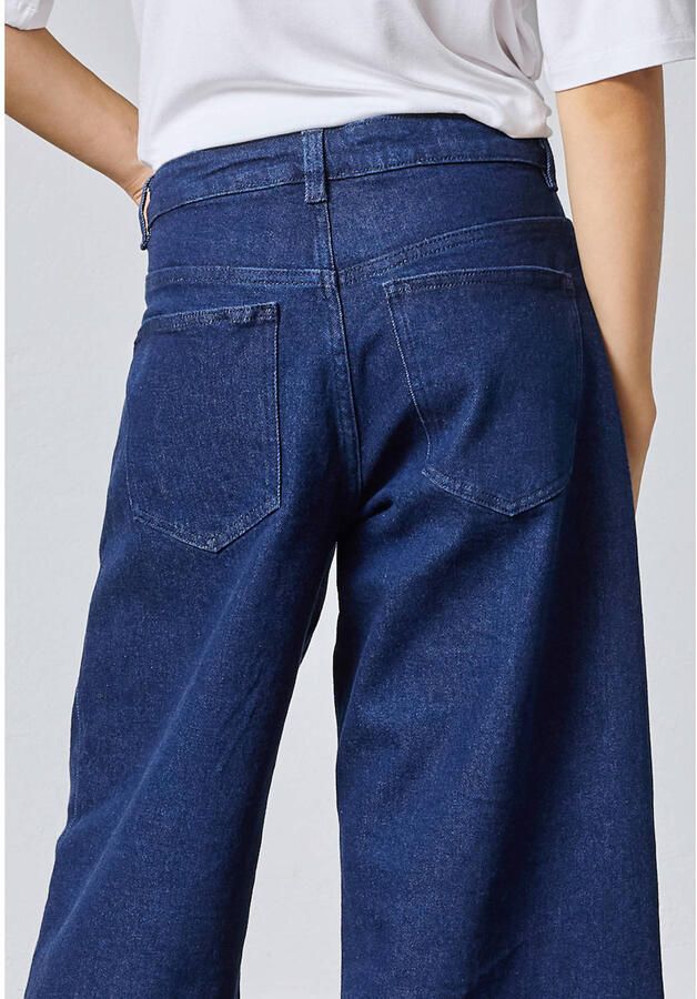 SisterS Point denim wide leg jort donkerblauw - Foto 2