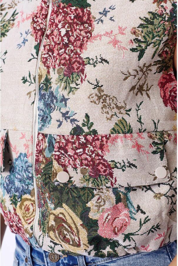 SisterS Point gebloemd jacquard gilet beige - Foto 2