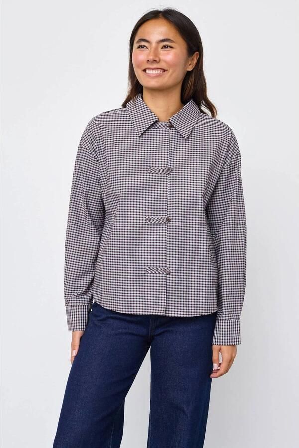 SisterS Point geruite blouse bruin