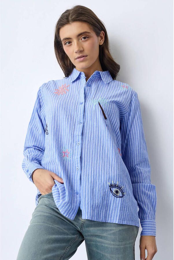 SisterS Point gestreepte blouse blauw