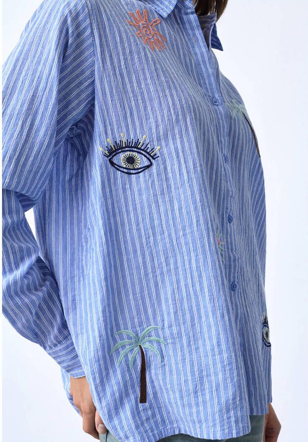 SisterS Point gestreepte blouse blauw - Foto 2