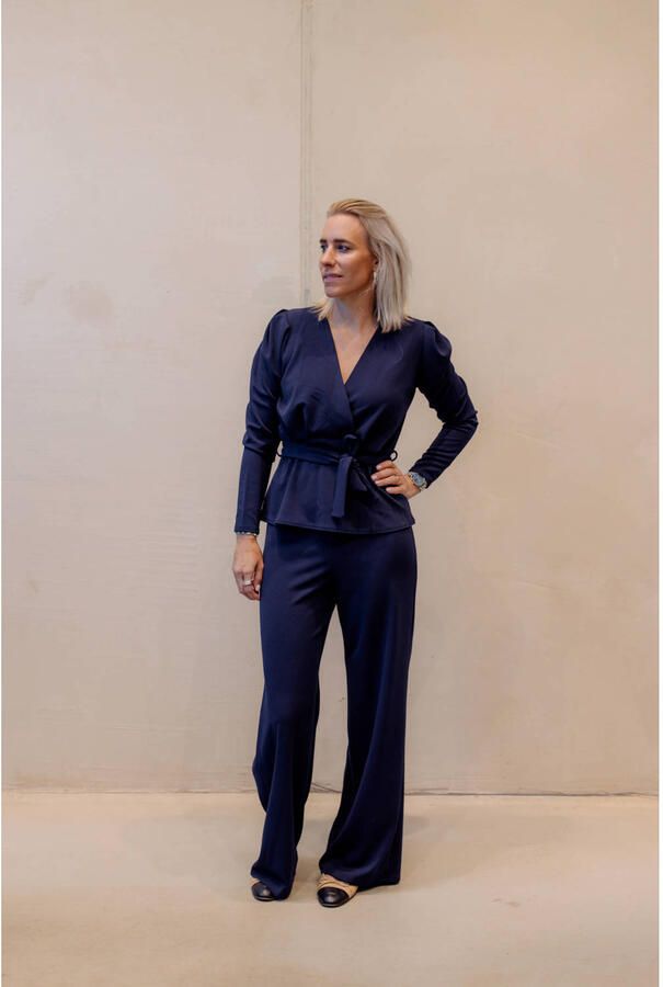 SisterS Point high waist wide leg broek GLUT-PA.A donkerblauw - Foto 3