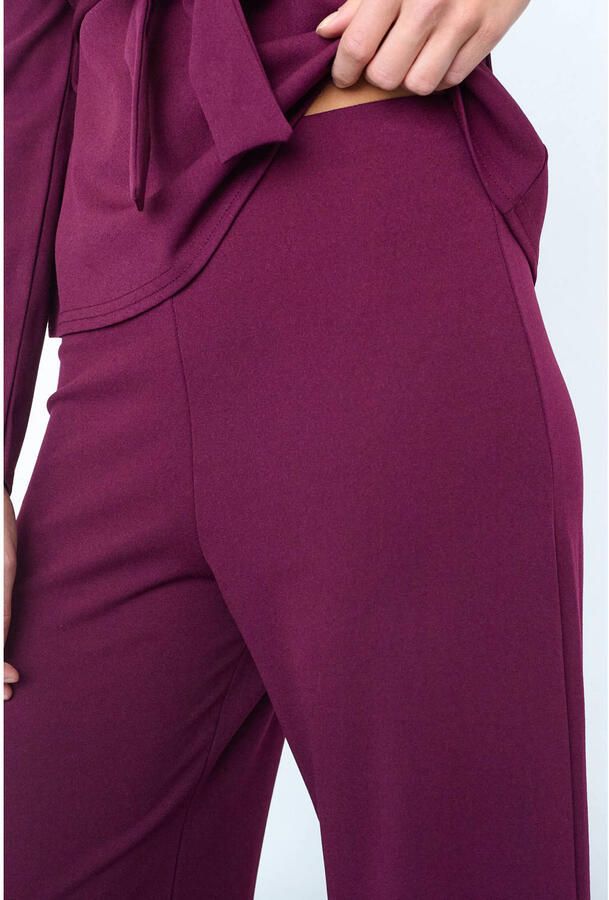 SisterS Point high waist wide leg palazzo broek aubergine - Foto 2
