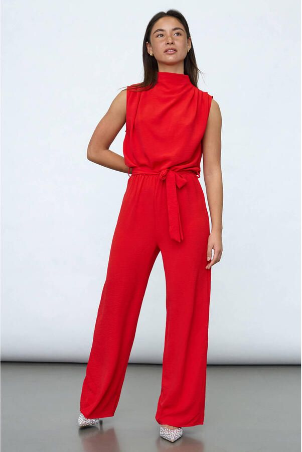 SisterS Point jumpsuit met cut-out rood