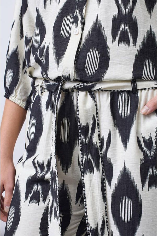 SisterS Point loose fit broek met ceintuur en print ecru - Foto 2