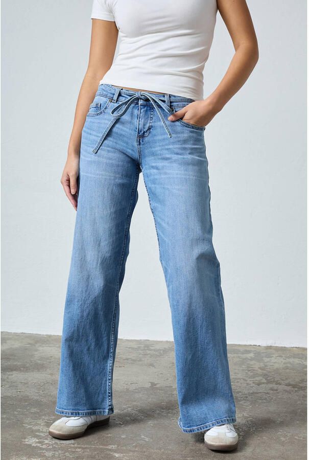 SisterS Point low waist wide leg jeans medium blue denim