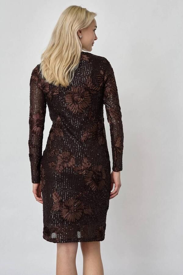 SisterS Point midi jurk met glitters bruin - Foto 3