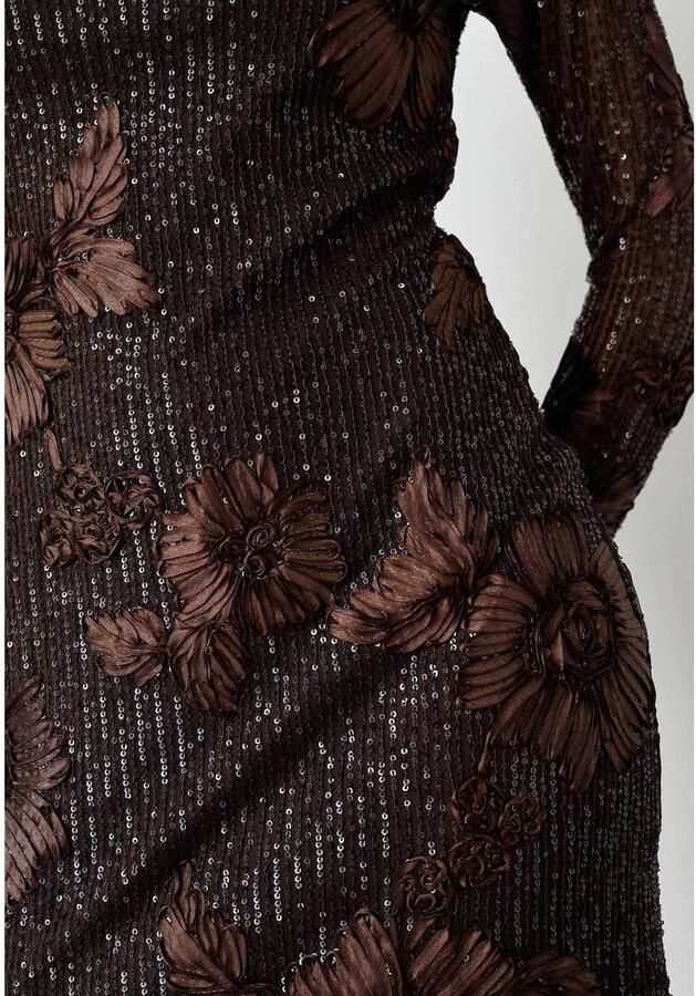 SisterS Point midi jurk met glitters bruin - Foto 2