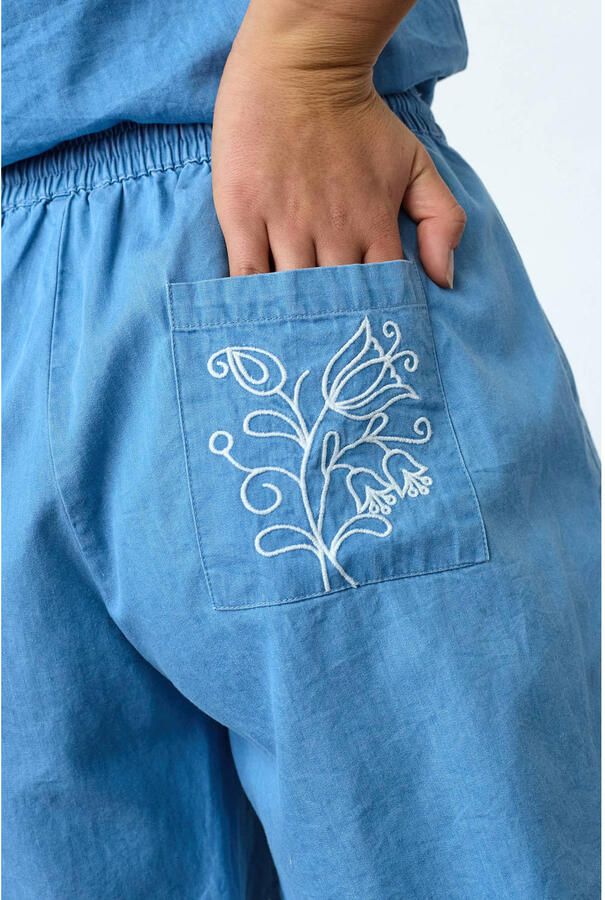 SisterS Point regular fit casual short met borduursels lichtblauw denim - Foto 2