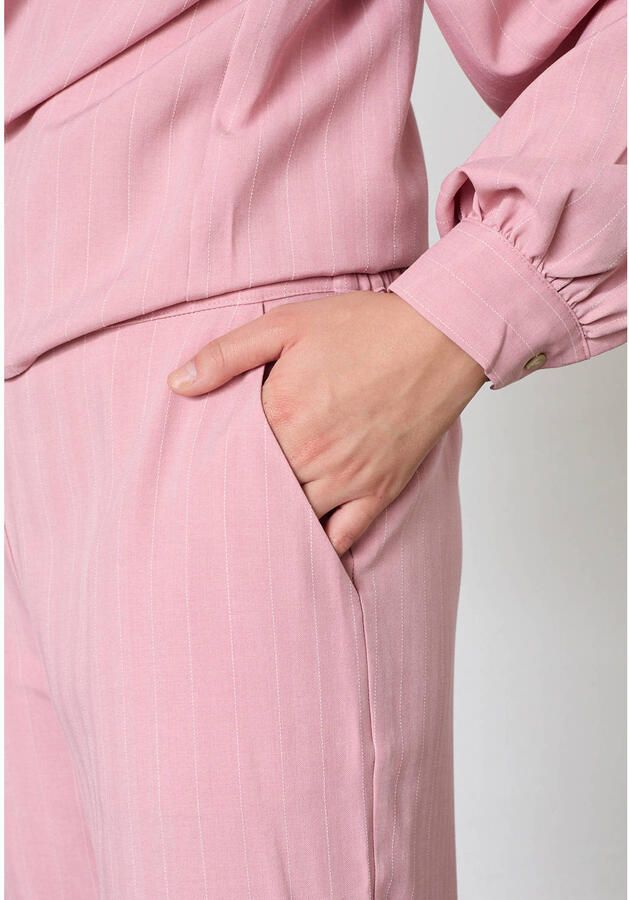 SisterS Point straight broek met krijtstreep roze - Foto 2