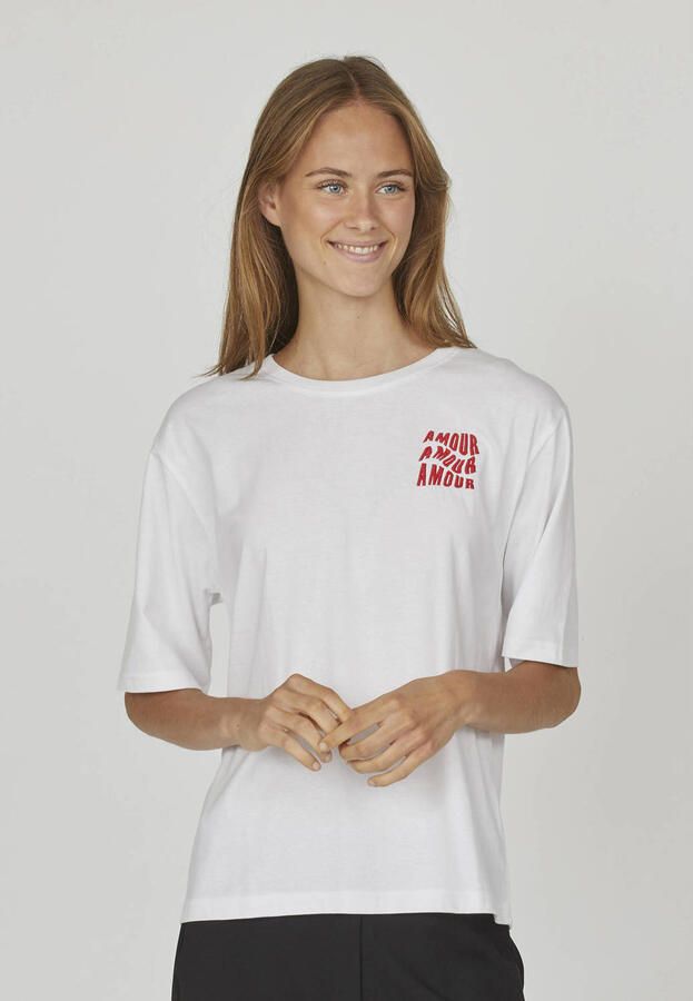 SisterS Point T-shirt met tekst en borduursels wit