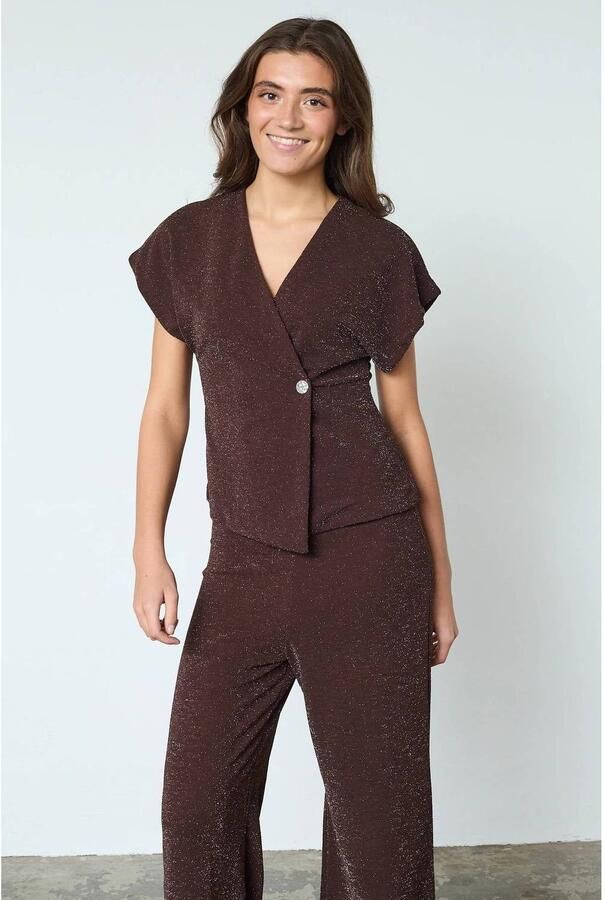 SisterS Point top met glitters bruin