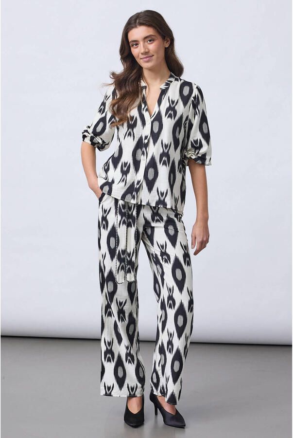 SisterS Point viscose blouse met print ecru