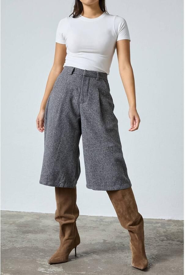 SisterS Point wide leg bermuda short grijs