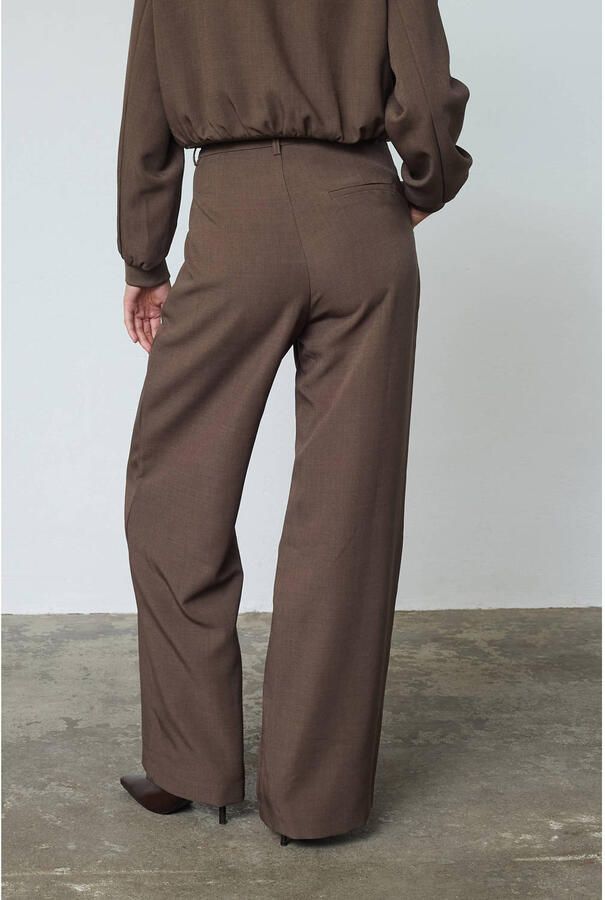SisterS Point wide leg high waist pantalon donkerbruin - Foto 2