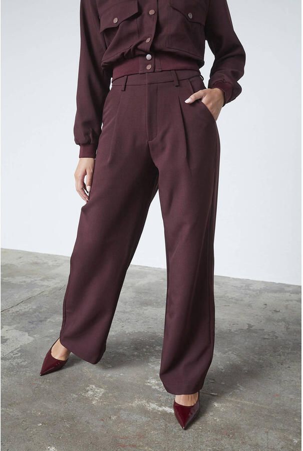 SisterS Point wide leg high waist pantalon donkerrood