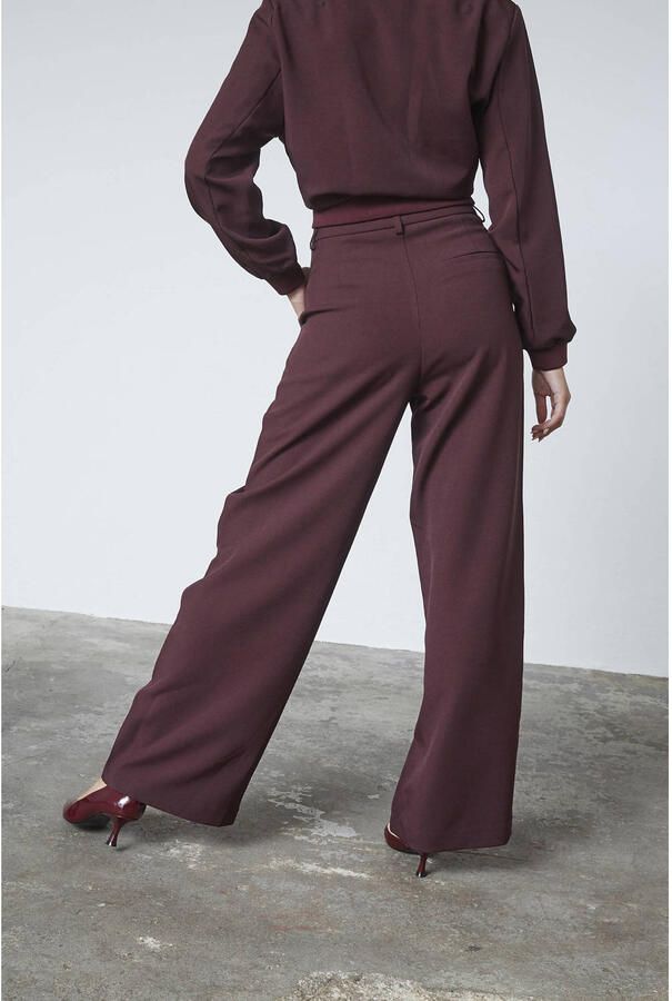 SisterS Point wide leg high waist pantalon donkerrood - Foto 2