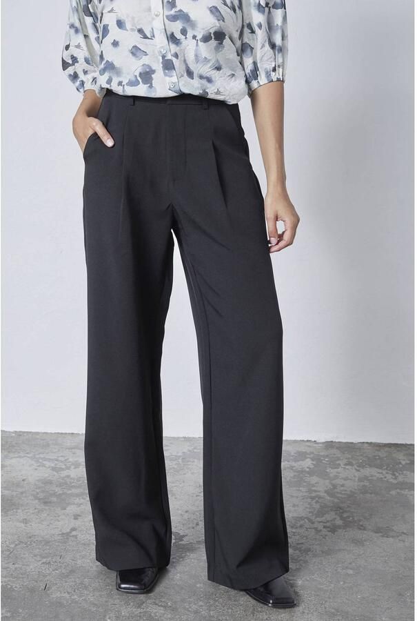 SisterS Point wide leg pantalon met plooien zwart