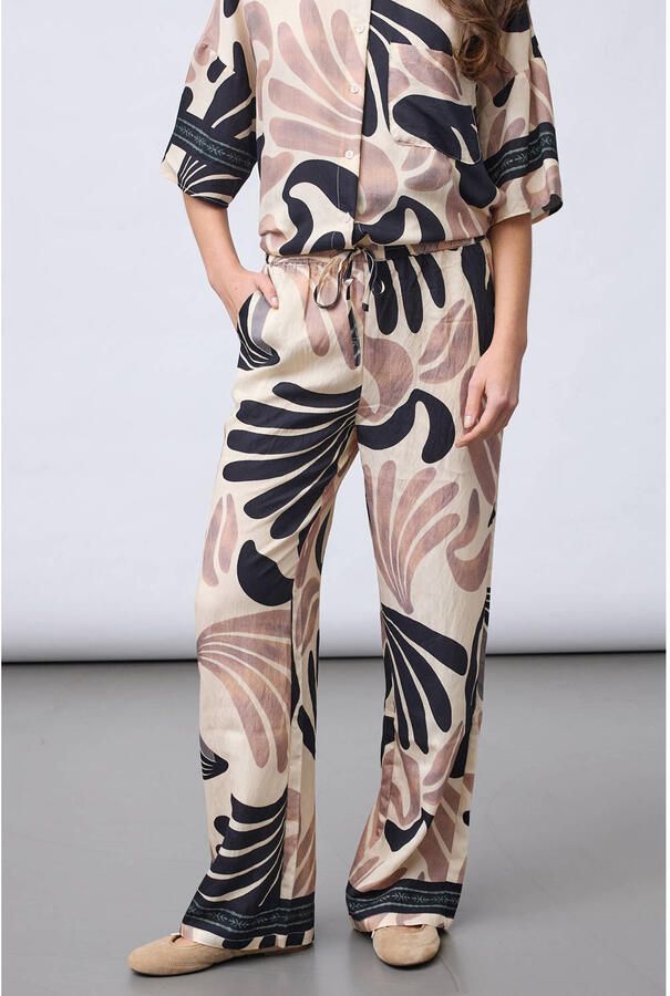 SisterS Point wide leg regular waist broek beige