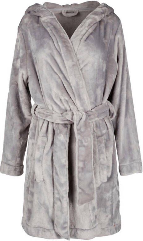 SKINY fleece badjas met capuchon grijs