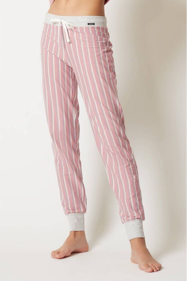 SKINY gestreepte pyjamabroek roze grijs blauw