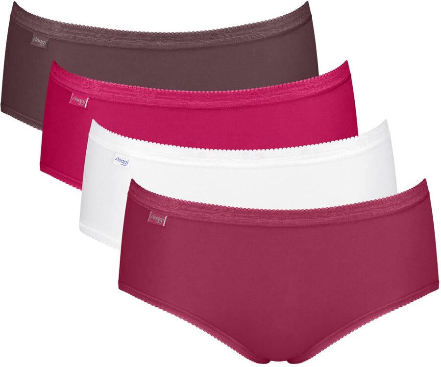 Sloggi Basic+ midi hipsters (set van 4) rood bruin wit