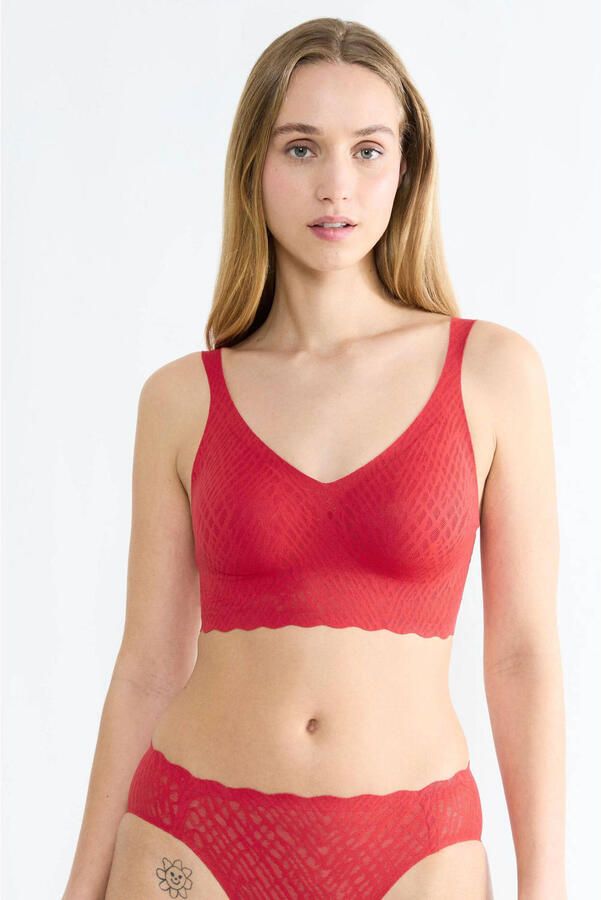 Sloggi Bralette ZERO Feel Bliss naadloos met kanten look v-hals uitneembare pads - Foto 1