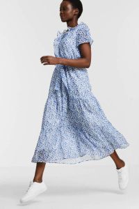 Smashed Lemon gebloemde maxi A-lijn jurk Marly wit blauw