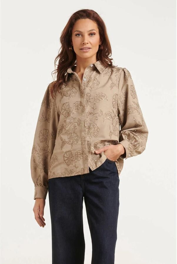 Smashed Lemon blouse met pailletten beige