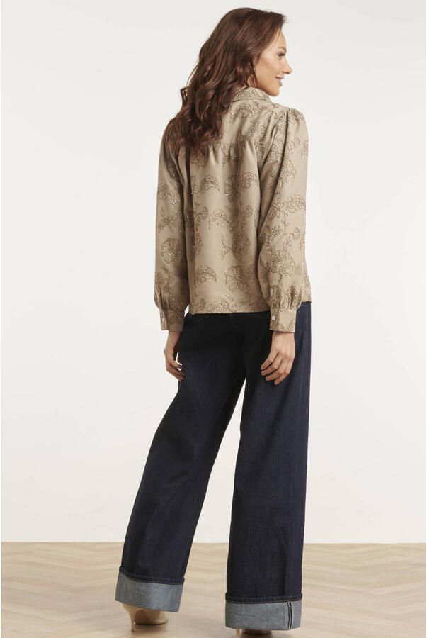 Smashed Lemon blouse met pailletten beige - Foto 2