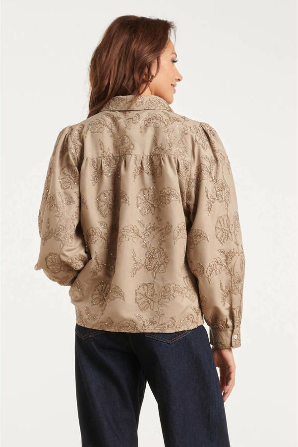 Smashed Lemon blouse met pailletten beige - Foto 3
