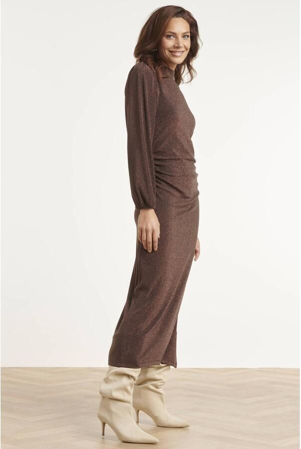 Smashed Lemon bodycon maxi jurk met glitters bruin - Foto 2