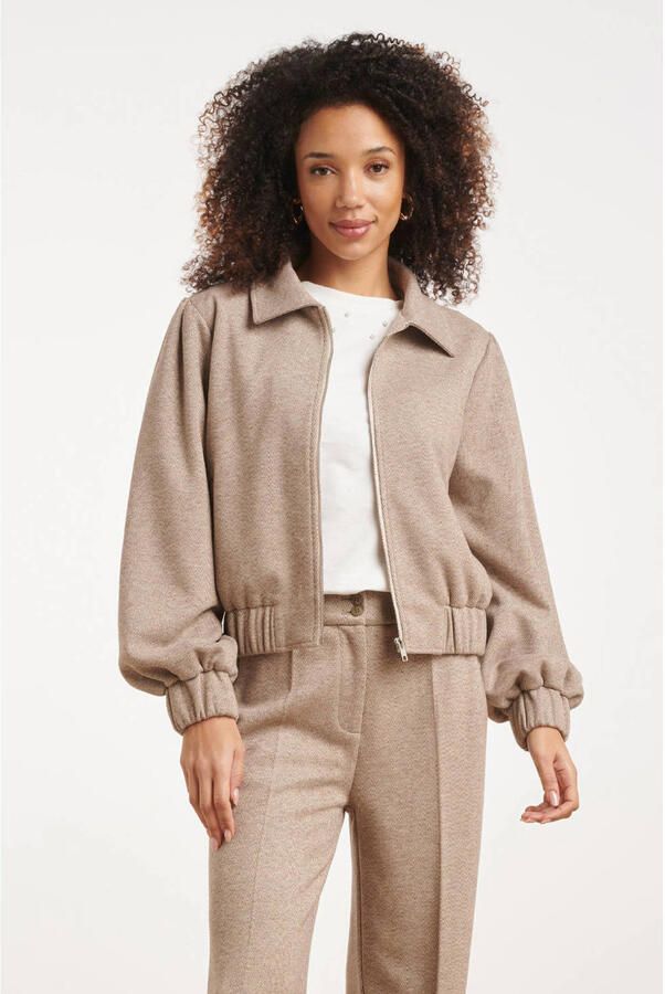 Smashed Lemon bomberjas met wol beige