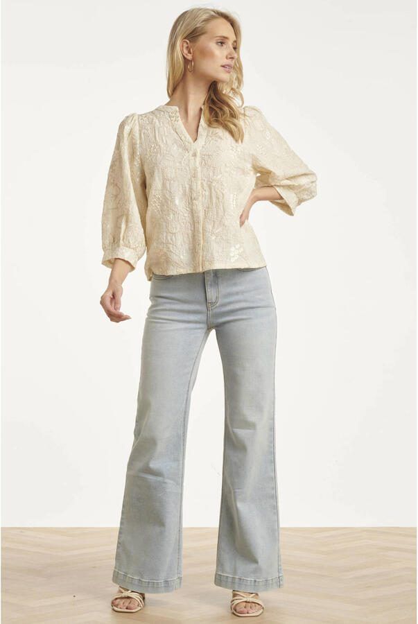 Smashed Lemon gebloemde blouse ecru
