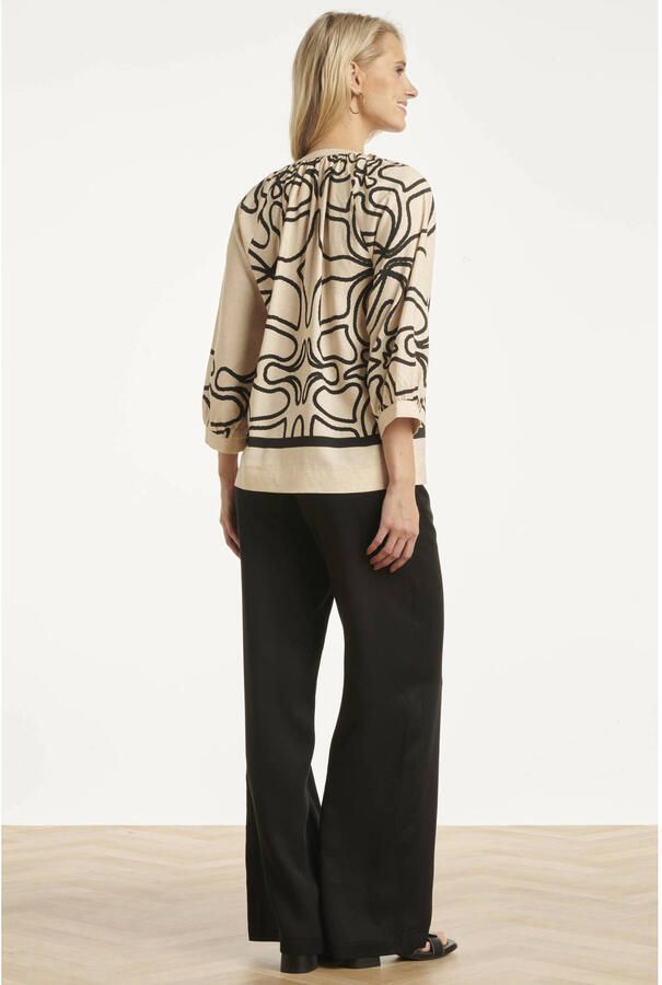 Smashed Lemon gebloemde blouse met linnen ecru - Foto 2