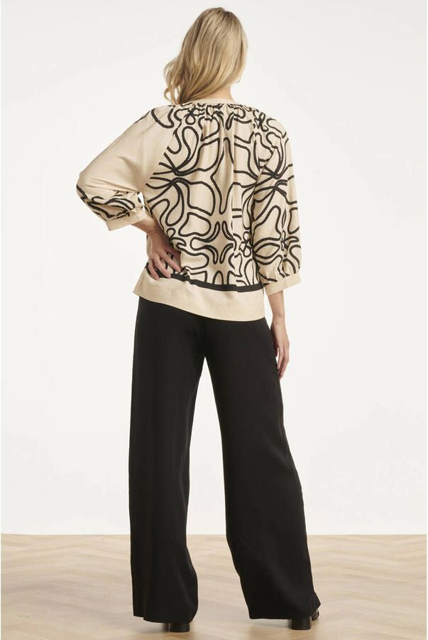 Smashed Lemon gebloemde blouse met linnen ecru - Foto 3