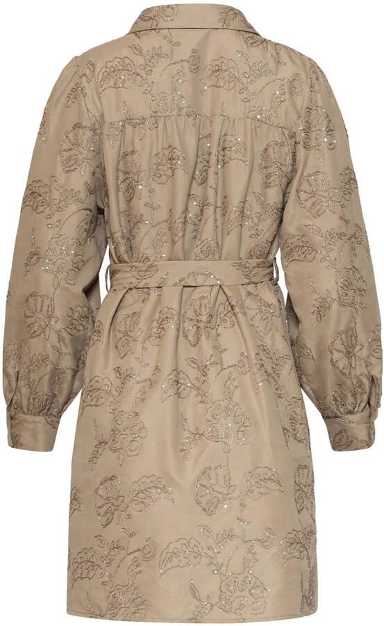 Smashed Lemon gebloemde blousejurk met ceintuur beige - Foto 3