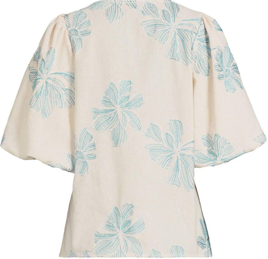Smashed Lemon gebloemde blousetop ecru blauw - Foto 2