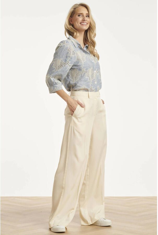 Smashed Lemon gebloemde broderie blouse lichtblauw - Foto 2