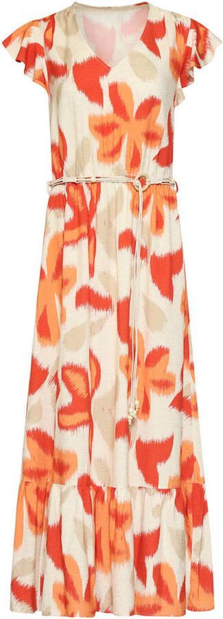 Smashed Lemon gebloemde zomerjurk oranje