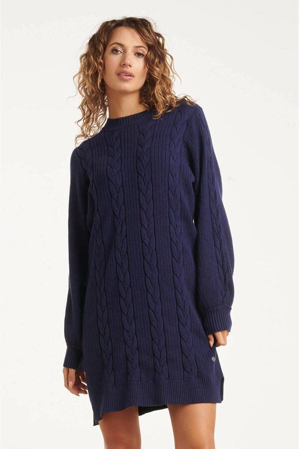 Smashed Lemon gebreide jurk donkerblauw