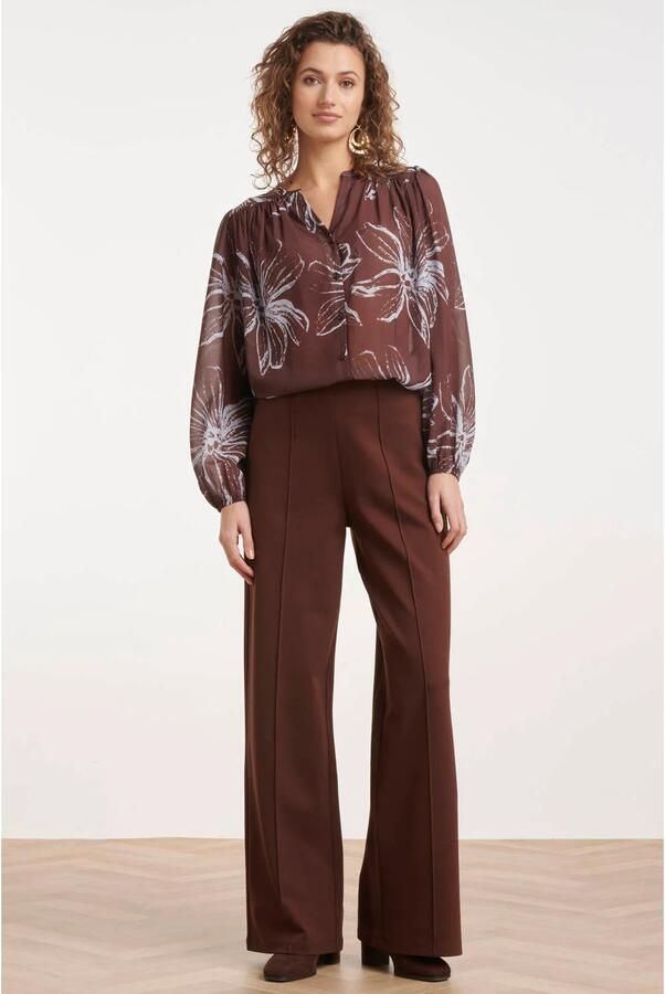 Smashed Lemon high waist wide leg pantalon roodbruin