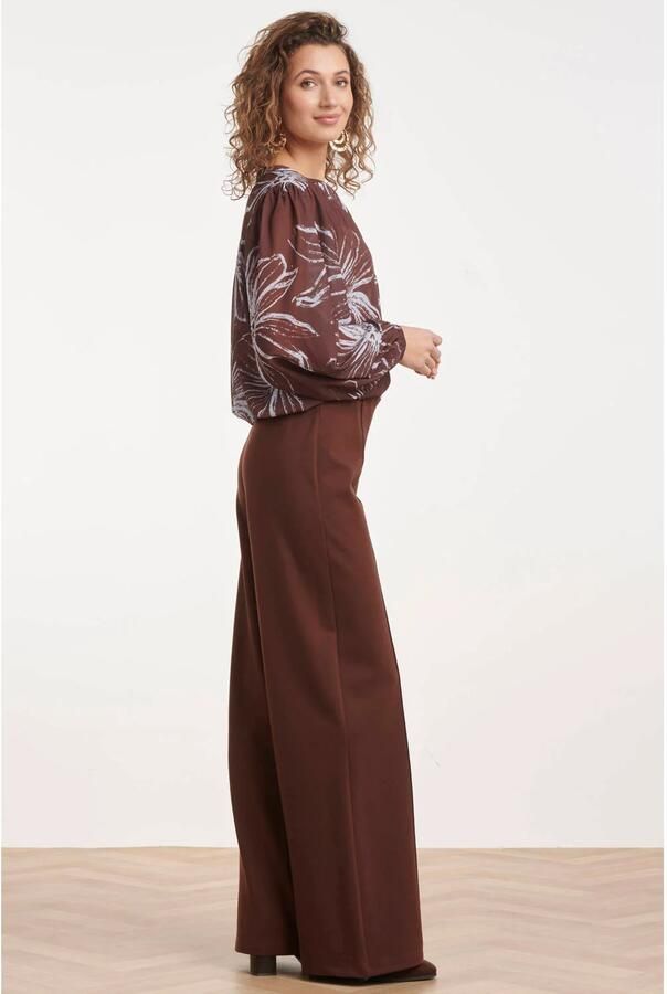 Smashed Lemon high waist wide leg pantalon roodbruin - Foto 2